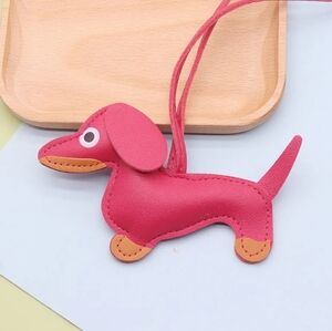 Dachshund Keychain, Dog Shaped Keychain Keyring Cute Leather Animal Bag Charm